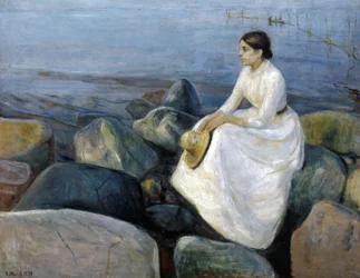 Sommernacht, Inger am Strand